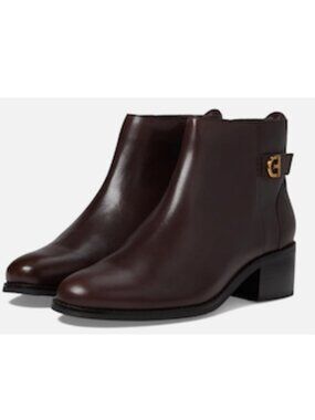 Cole Haan Women's Holis Buckle Ankle Boot Madeira Brown 9 B